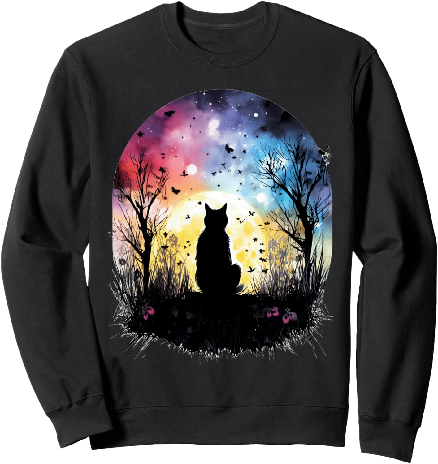 

Стильная толстовка с изображением кошки в деревенском стиле, украшенная бабочками и цветами Cottagecore Goblincore And Fairycore Stuff, черный