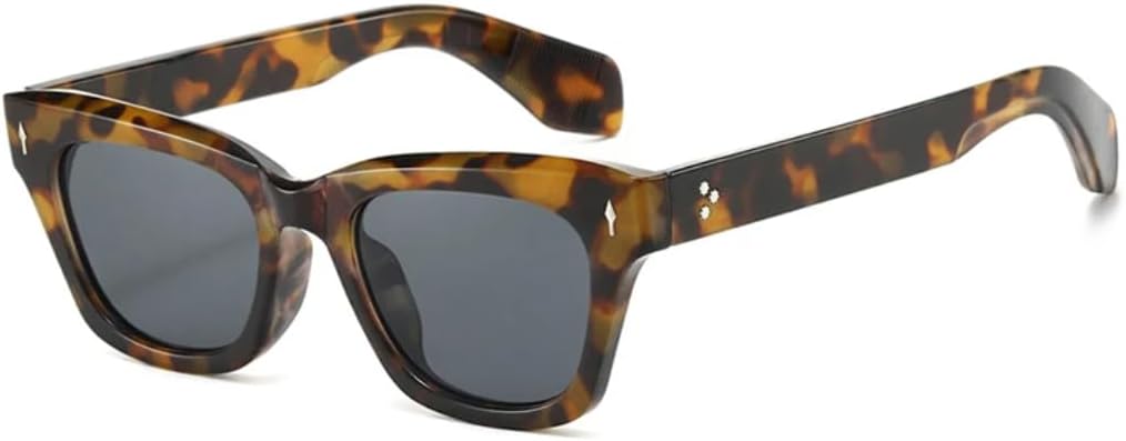 

Солнцезащитные очки для мужчин и женщин - защита UV400 - прозрачные линзы Ocean, модель «кошачий глаз», декоративная заклепка, для занятий спортом на открытом воздухе и вождения DSVIGF, Leopard Grey