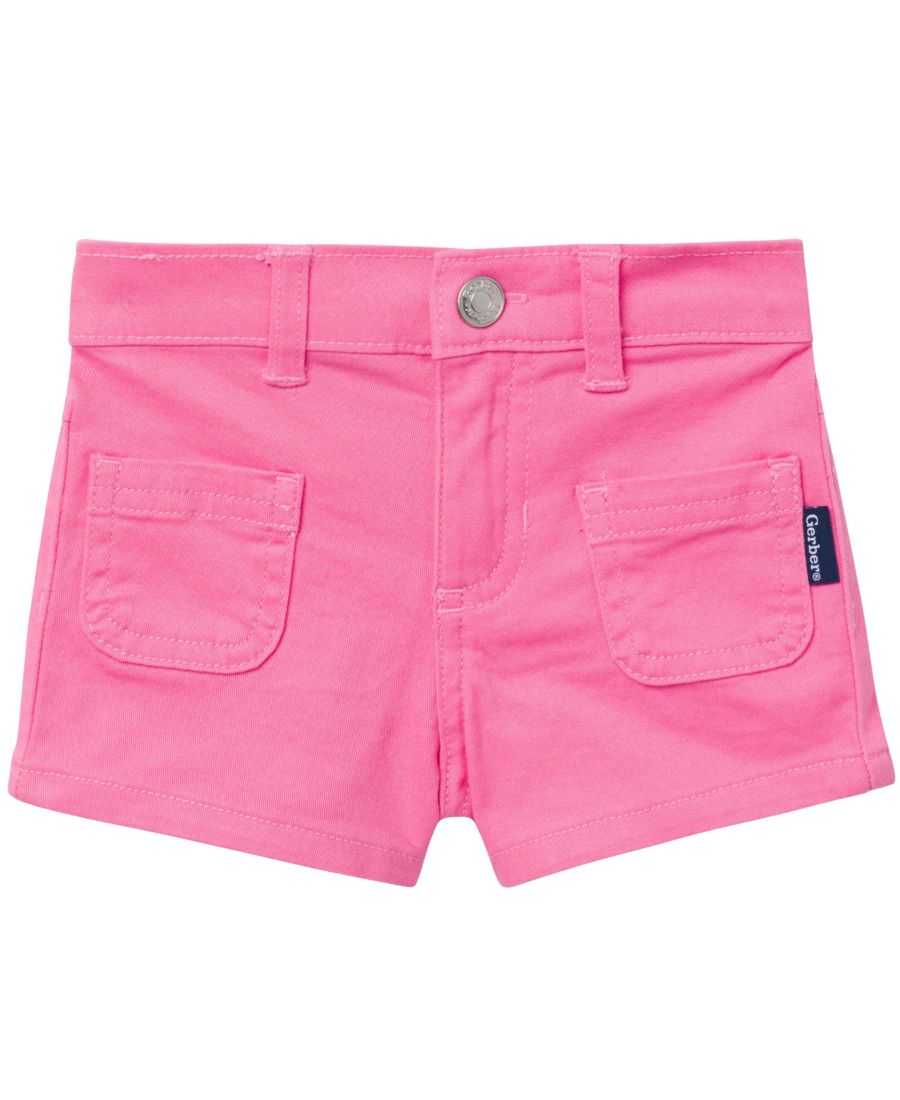 

Детские твиловые шорты для девочек, розовые Gerber, Pink