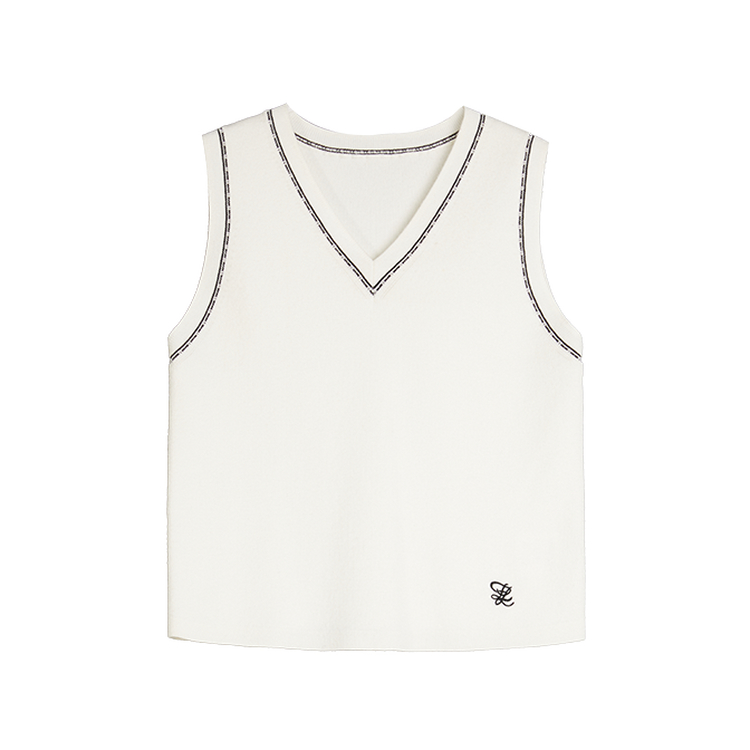 

ELLE Топ-майка женская белая с V-образным вырезом и умеренным вырезом на спине