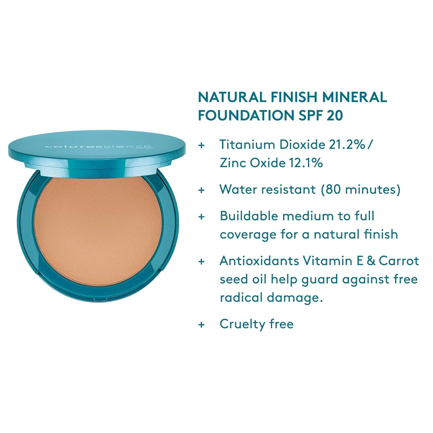 Прессованная тональная основа Colorescience Natural Finish SPF 20, Light Beige — фото 3