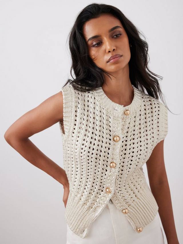 

Фольгированный вязаный жилет Mint Velvet, Gold