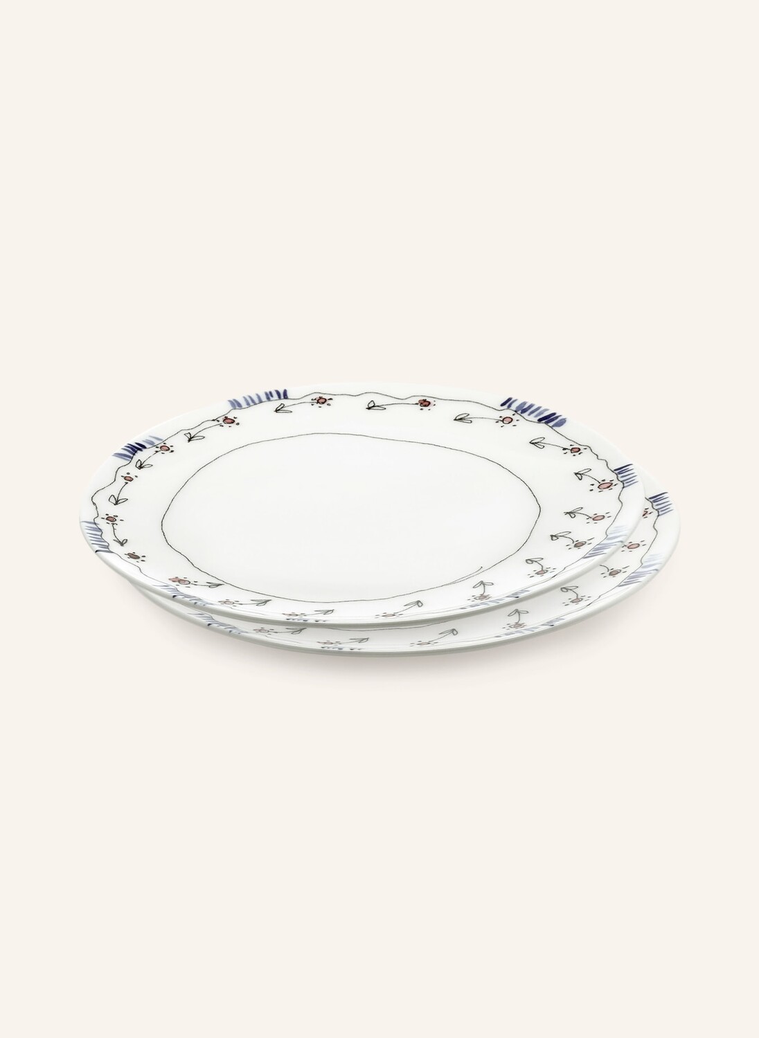 

2 шт - Десертная тарелка Serax MIDNIGHT FLOWERS ANEMONE S, диаметр 20 см, цвет creme/blau/schwarz