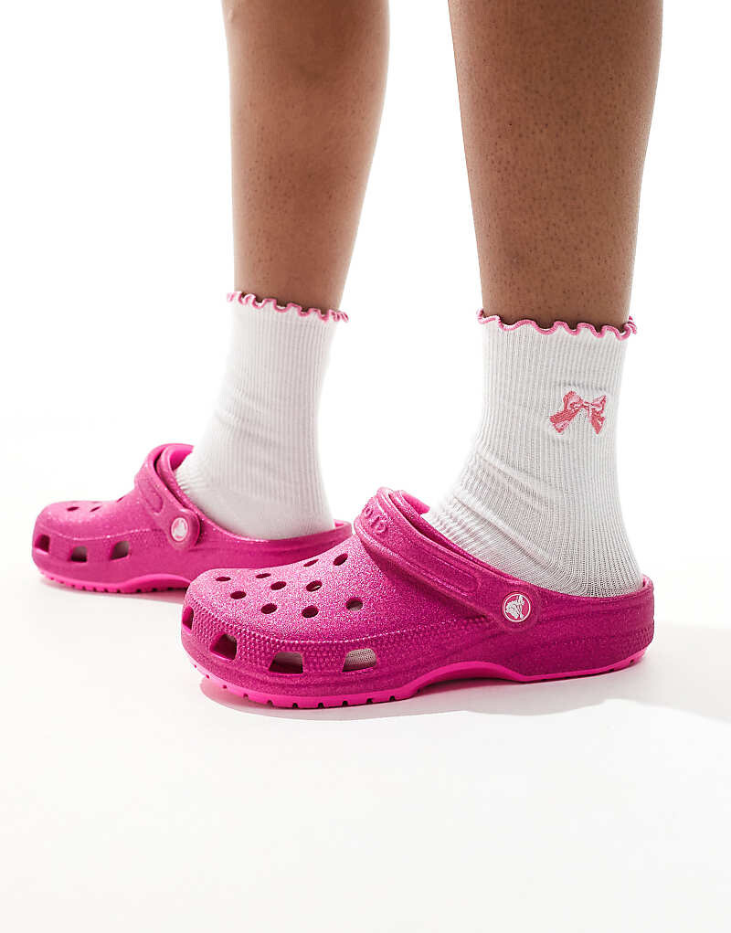 

Классические розовые сабо с блестками Crocs