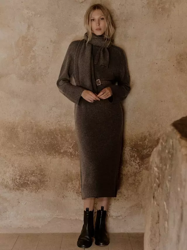 

Платье Jigsaw Scarf Neck Wool Jumper, цвет taupe
