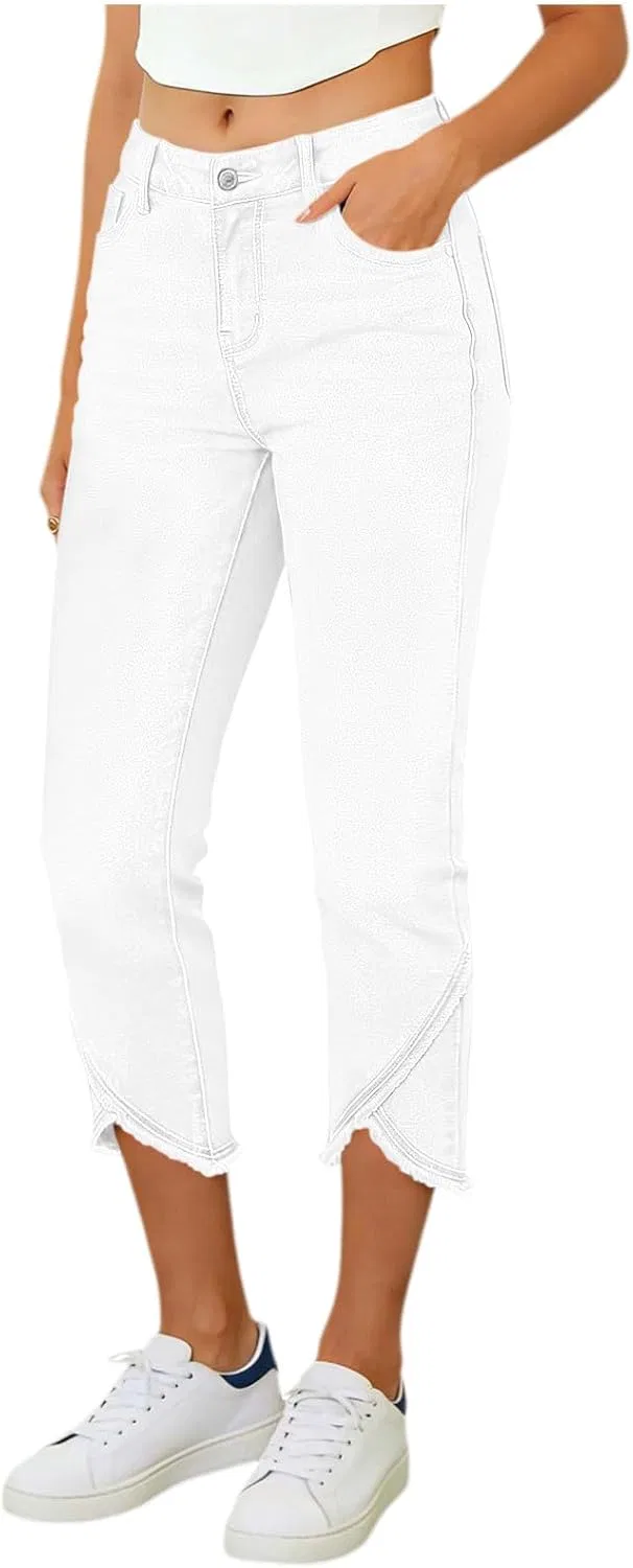 Джинсы, с эластичным поясом, белый — фото 2