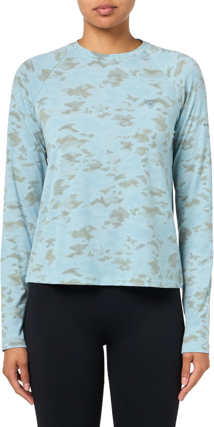 

Columbia Womens PFG Uncharted Knit Long Sleeve, Crushed Blue Uncharted Waters