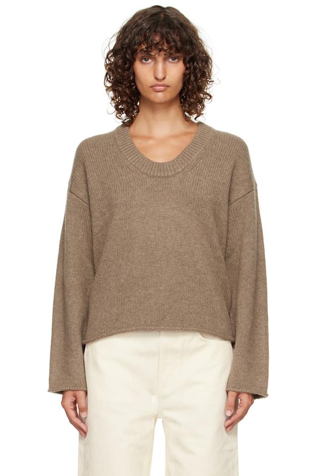 

Loulou De Saison Свитер Taupe Derry с глубоким U-образным вырезом