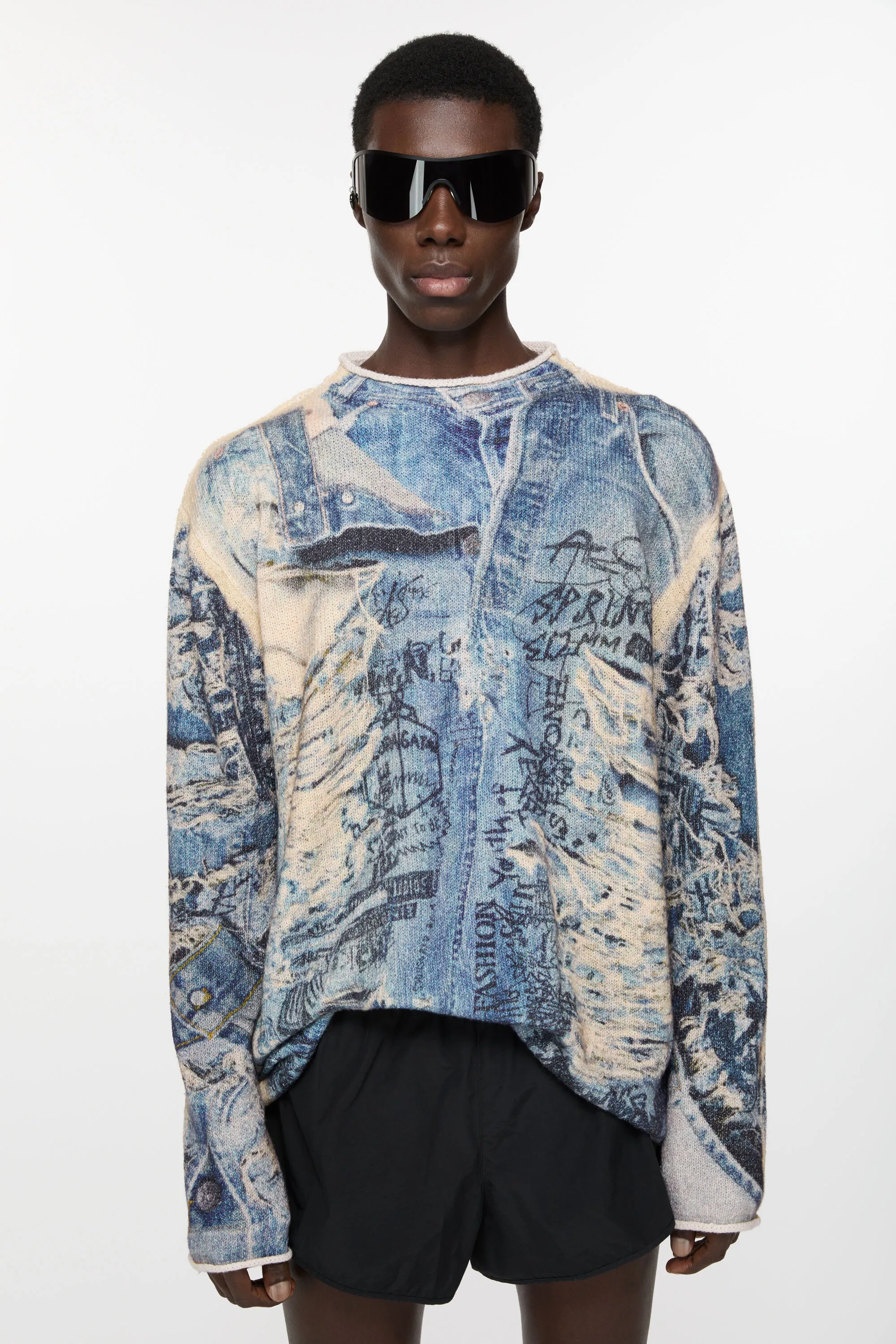 

Свитер с принтом Acne Studios, цвет Denim Blue