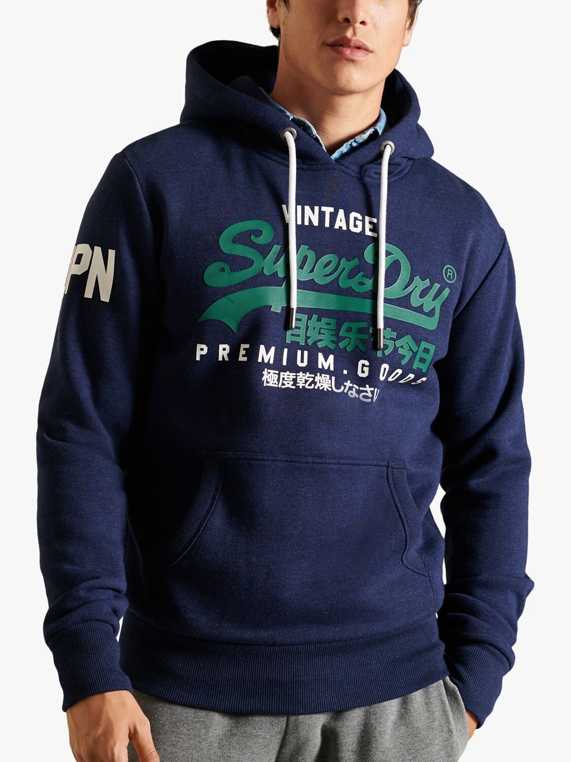 

Толстовка с логотипом Vintage Tri Superdry, полночь синяя грит, Синий, Толстовка с логотипом Vintage Tri Superdry, полночь синяя грит