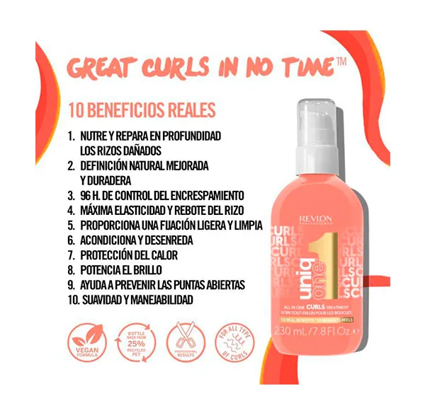 Многофункциональный уход за вьющимися волосами Uniq One Curls Revlon Professional, 230 ml — фото 2