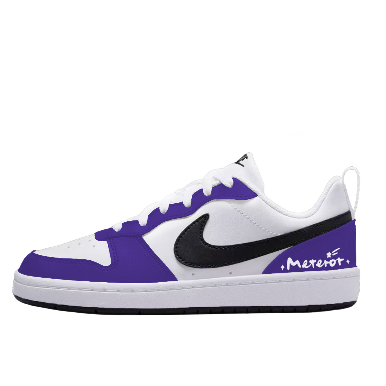 

Nike Детские низкие скейтбордистские кроссовки Court Borough Milk White Purple Mist с противоскользящим и износостойким покрытием