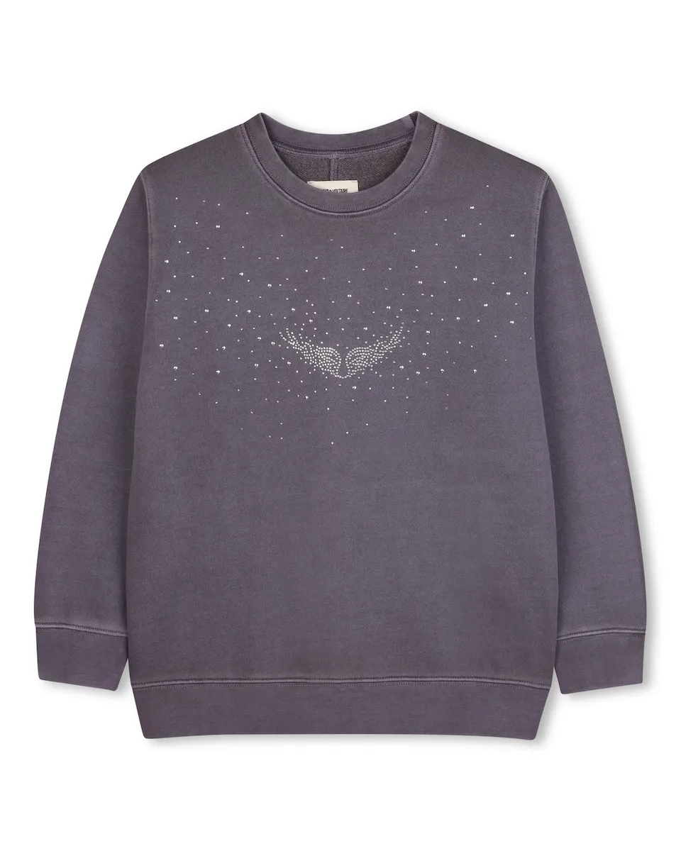 

Сиреневая хлопковая толстовка для девочки Zadig & Voltaire