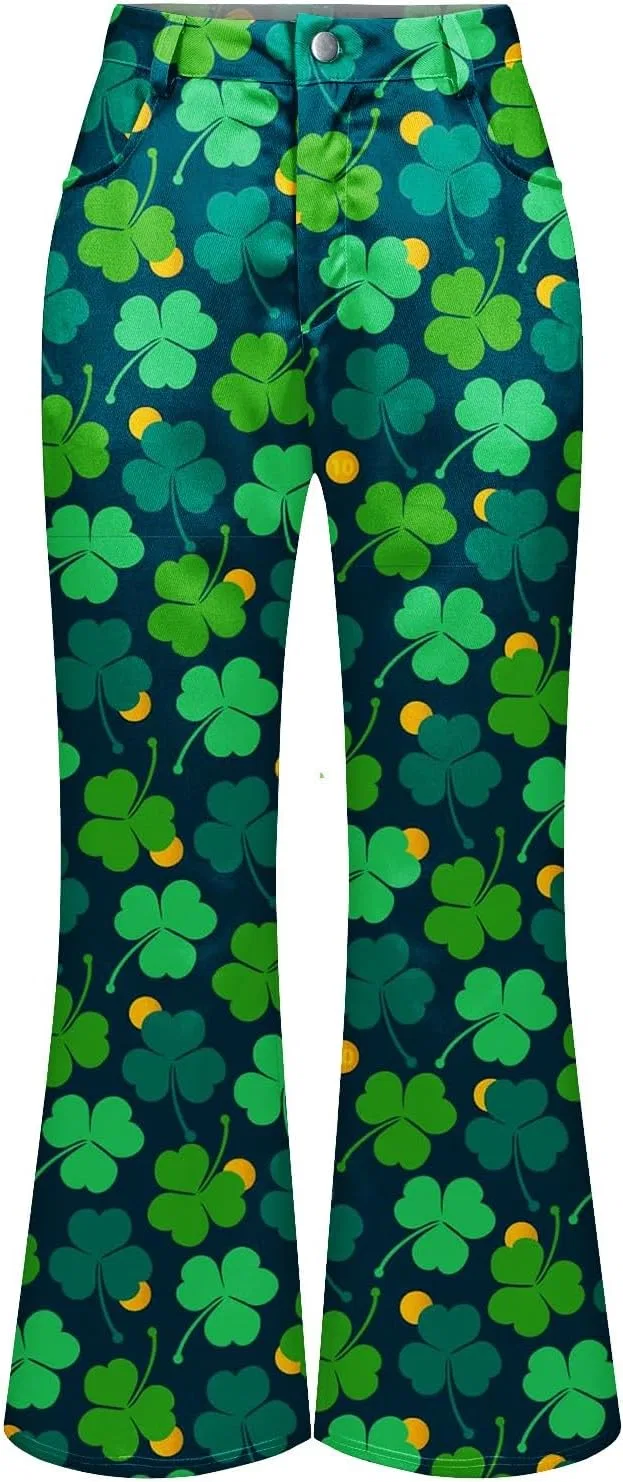 Брюки с принтом Shamrock Irish Clover зеленовато-черный — фото 4