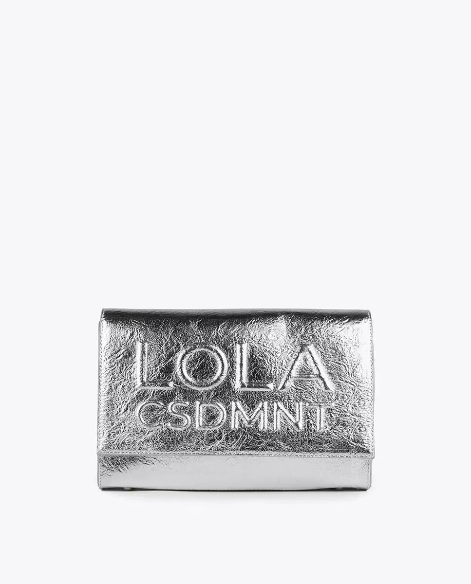 

Женская сумка через плечо металлик с клапаном Lola Casademunt, серебряный