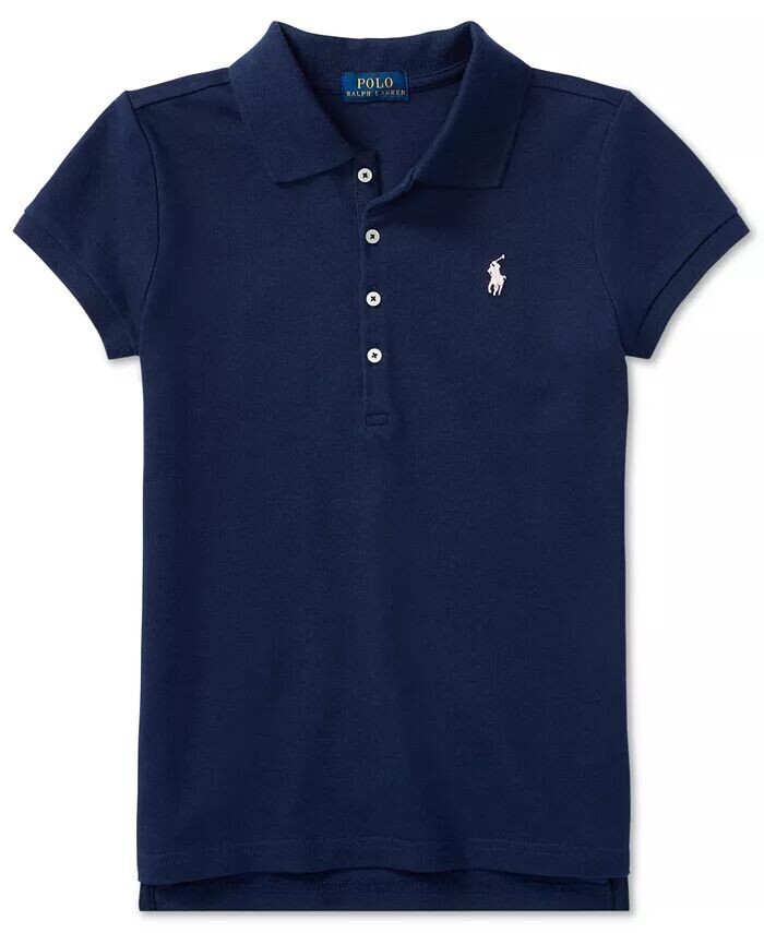 

Рубашка поло из эластичного хлопка для больших девочек Polo Ralph Lauren, синий