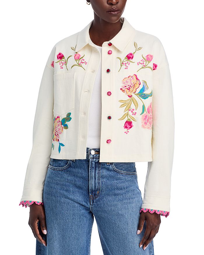 

Вязаная укороченная джинсовая куртка Johnny Was, белый