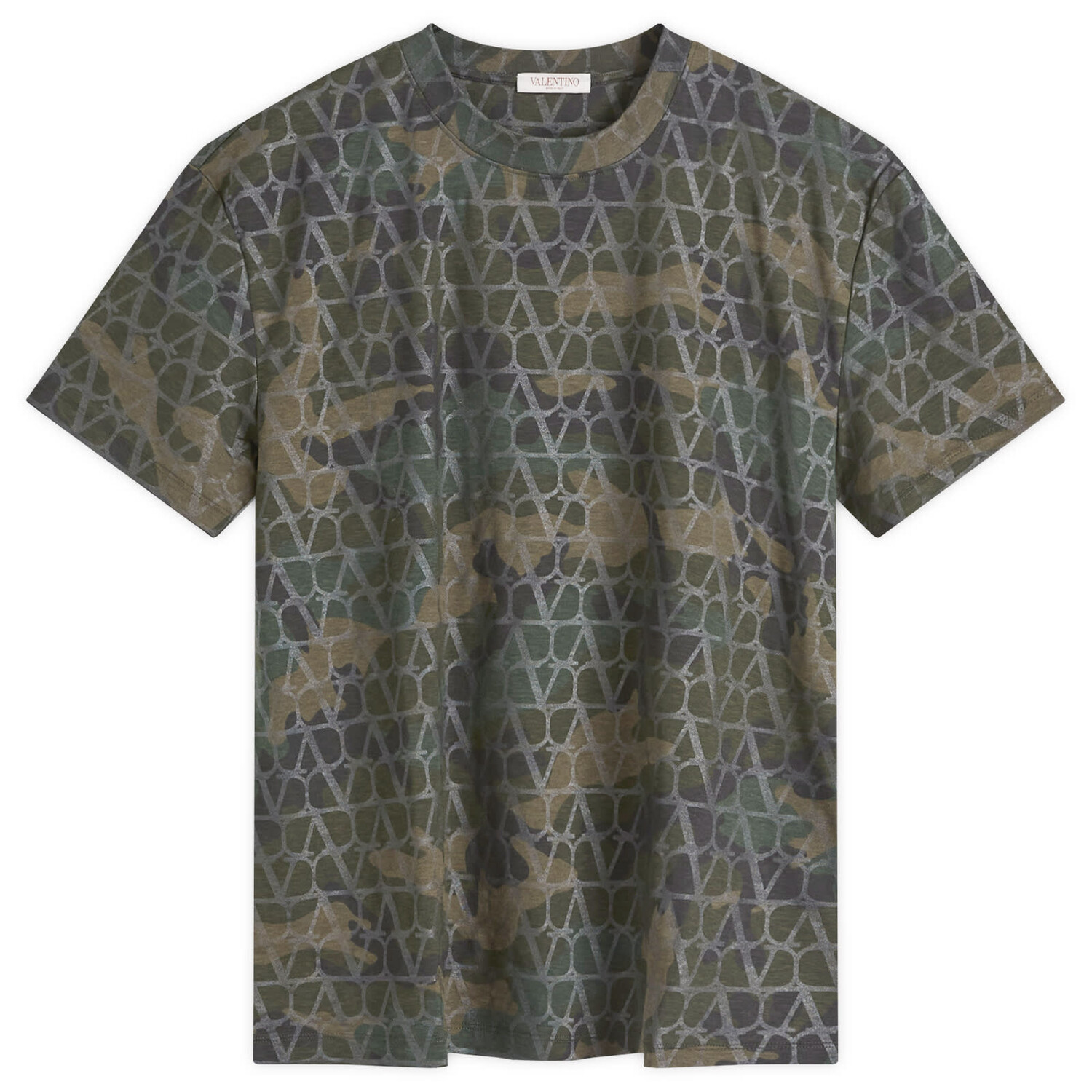 

Футболка Valentino V Logo Camo T Shirt, цвет Army
