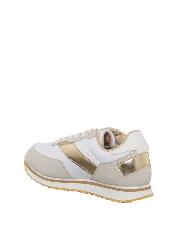 Кроссовки на шнуровке Benetton, цвет beige/weiß/gold — фото 3