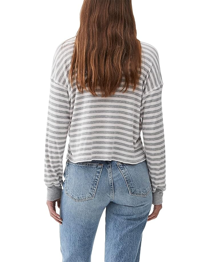 

Топ Michael Stars Striped Thermal Delia Boxy Top, белый