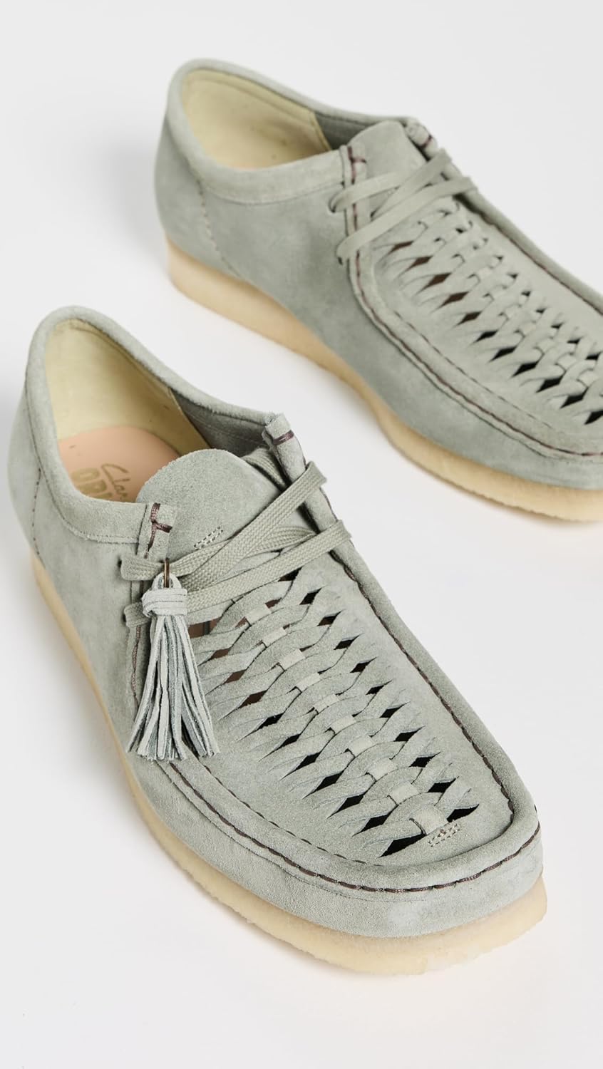 Мужские замшевые плетеные туфли Wallabee от Clarks, шалфейный — фото 4