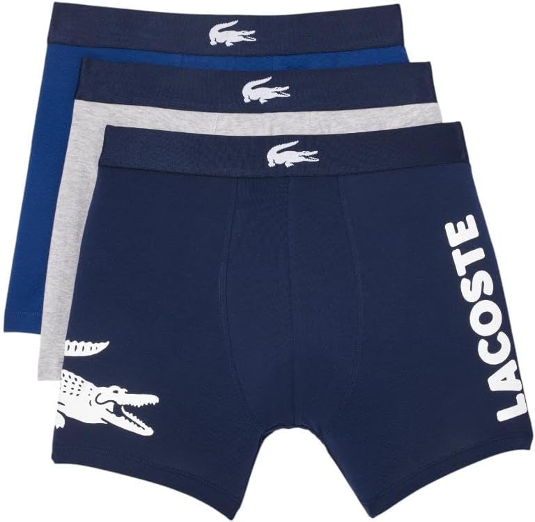 

Lacoste мужские хлопковые боксеры Big Croc Print с эффектом стрейч, 3 шт, Navy Blue/White/Dove Grey