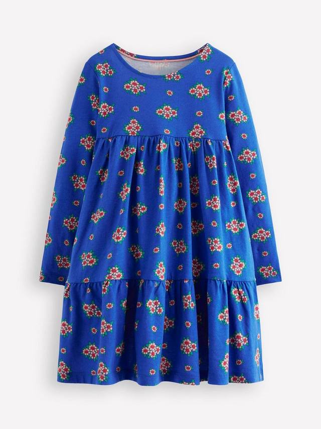 

Детское платье Ariel с длинными рукавами и ярусами Mini Boden, Blue Flowerbunch