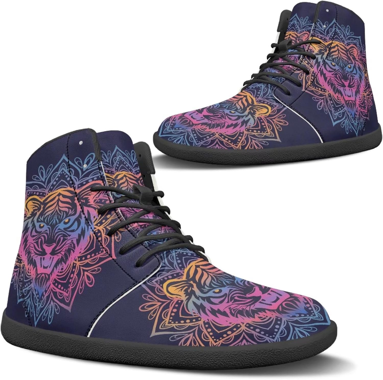 

Мужская обувь без каблука с широкой носовой частью, модные кроссовки, высокие ботинки из ПУ кожи, удобные повседневные и туристические туфли с шнуровкой, для улицы, размеры США 5-14 Quxjehoe, Bohemian Tribal Tiger