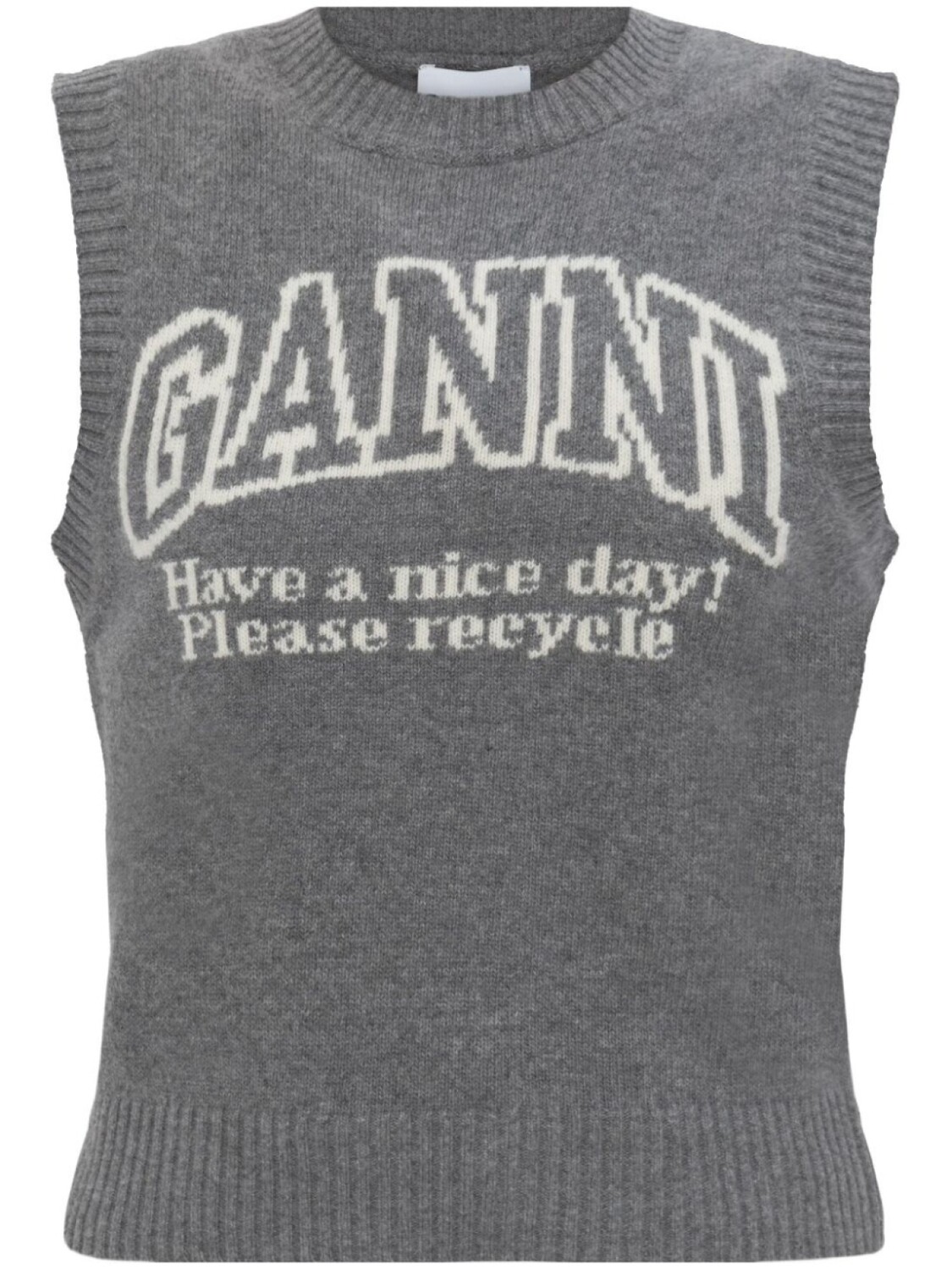 

Ребристый жилет с логотипом GANNI, серый