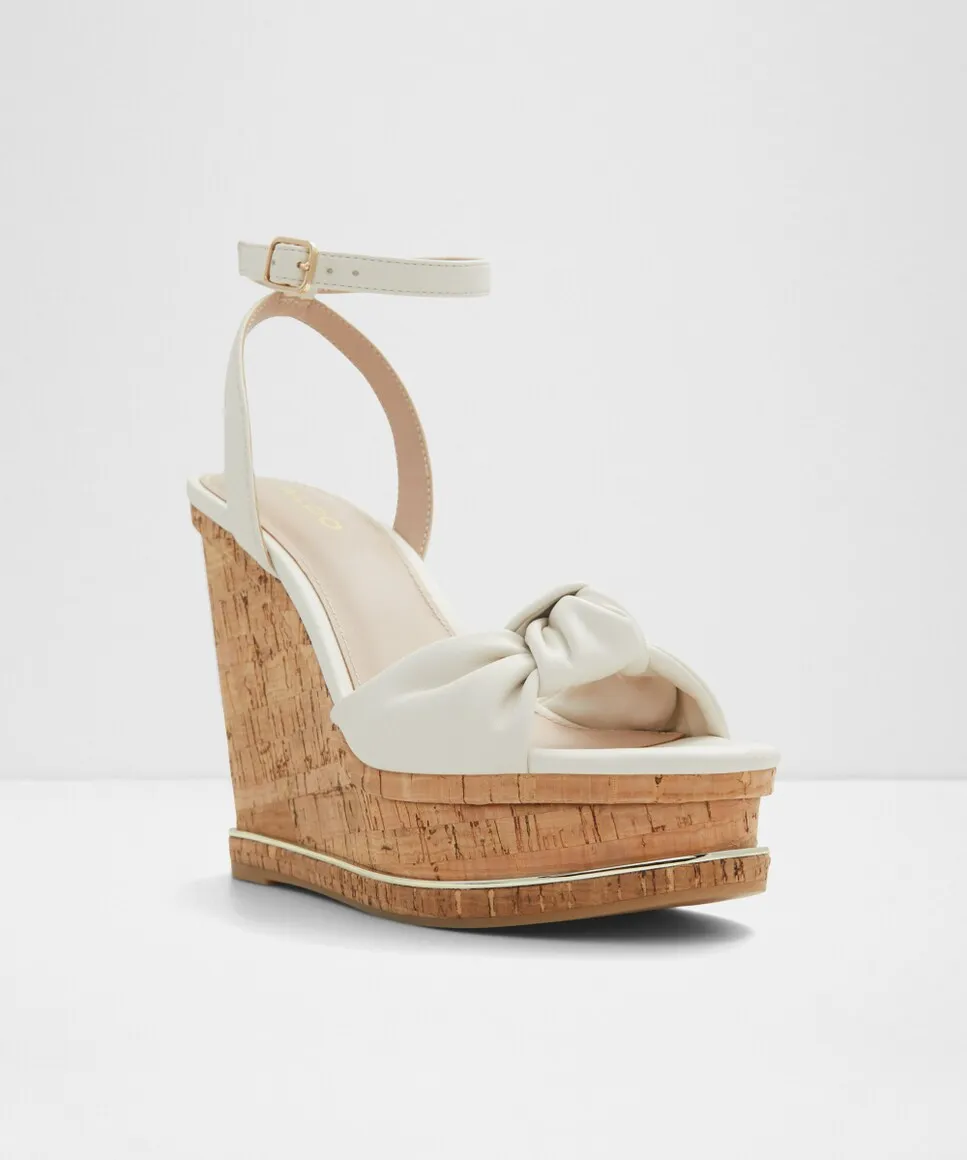 Женские босоножки на танкетке с круглым носком Aldo, белый — фото 4