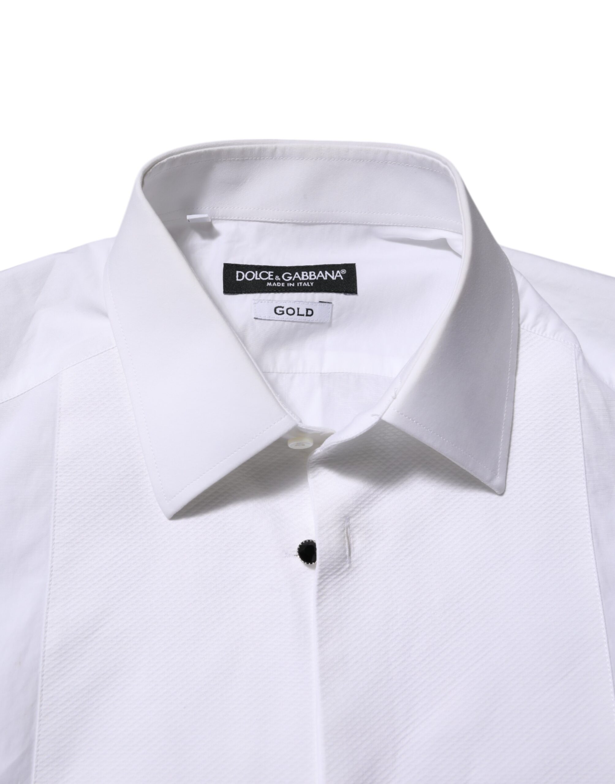 Белая хлопковая рубашка с нагрудником GOLD Poplin Dolce & Gabbana, белый — фото 4