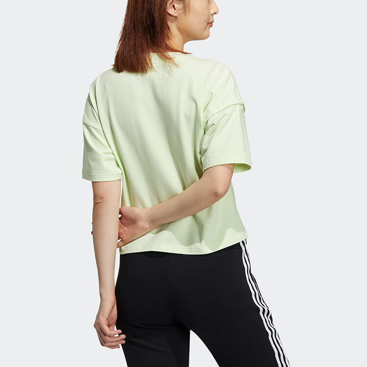 Укороченный топ женский бледно-розовый зеленый Adidas Originals — фото 3