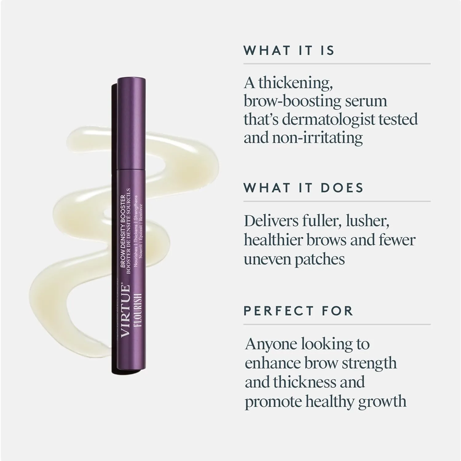 Средство для увеличения густоты бровей Virtue Flourish Brow Density Booster Treatment с кератином для более густых бровей — фото 2