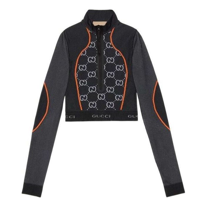 

Топ Gucci GG Jersey Jacquard Cropped Top 'Black Orange'