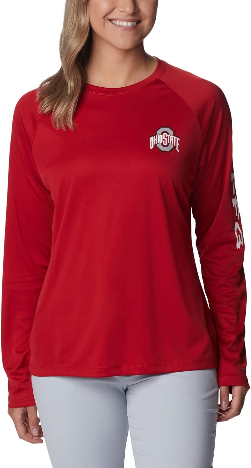 

Columbia NCAA женская университетская футболка с длинным рукавом Tidal, Os - Intense Red, White, Белый, Columbia NCAA женская университетская футболка с длинным рукавом Tidal, Os - Intense Red, White