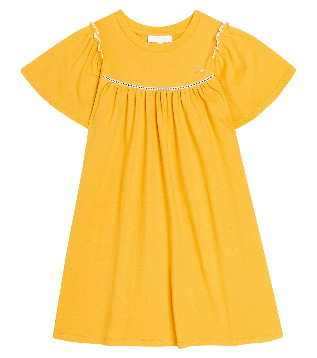 

Хлопковое платье с оборками Chloé Kids, желтый