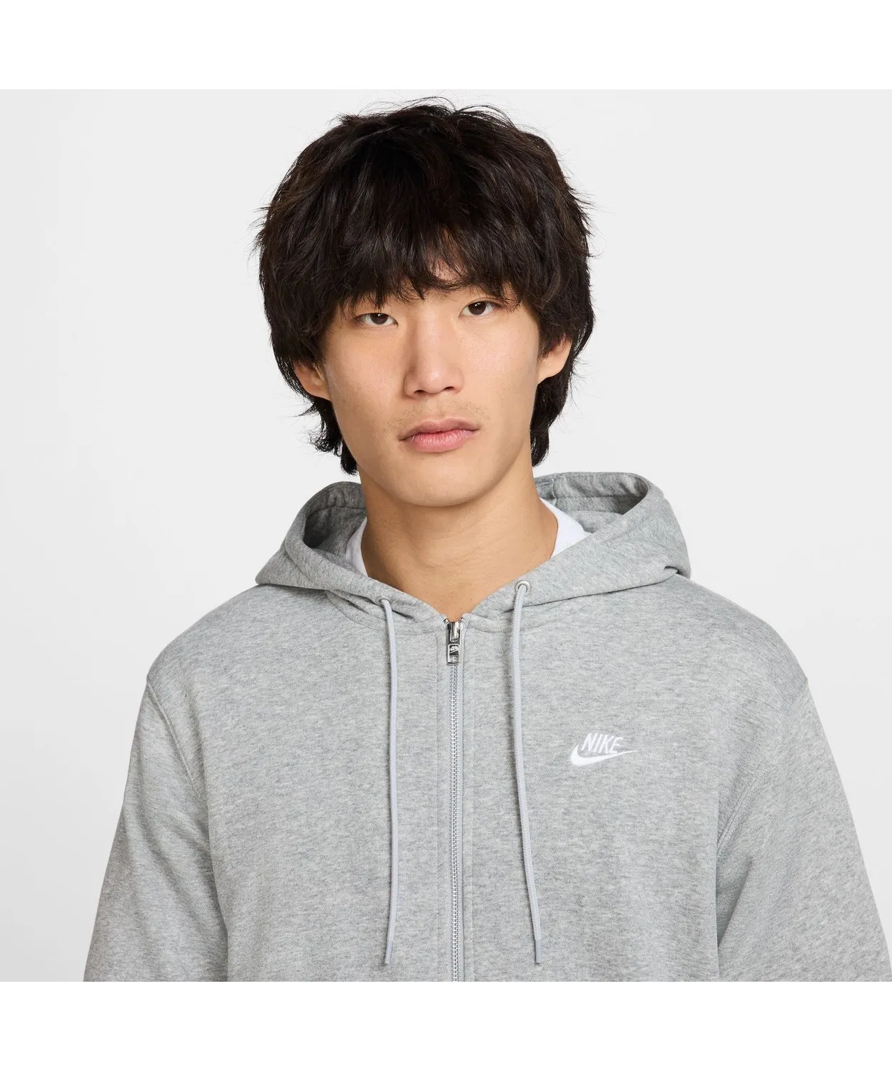 Флисовая кофта Nike Club с капюшоном, на молнии, длинный рукав, чёрная — фото 3
