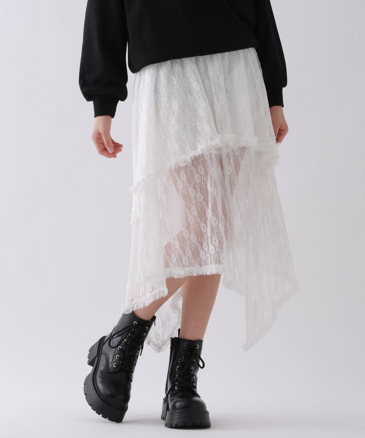 Длинная юбка с кружевной каймой Repipi Armario, White 05