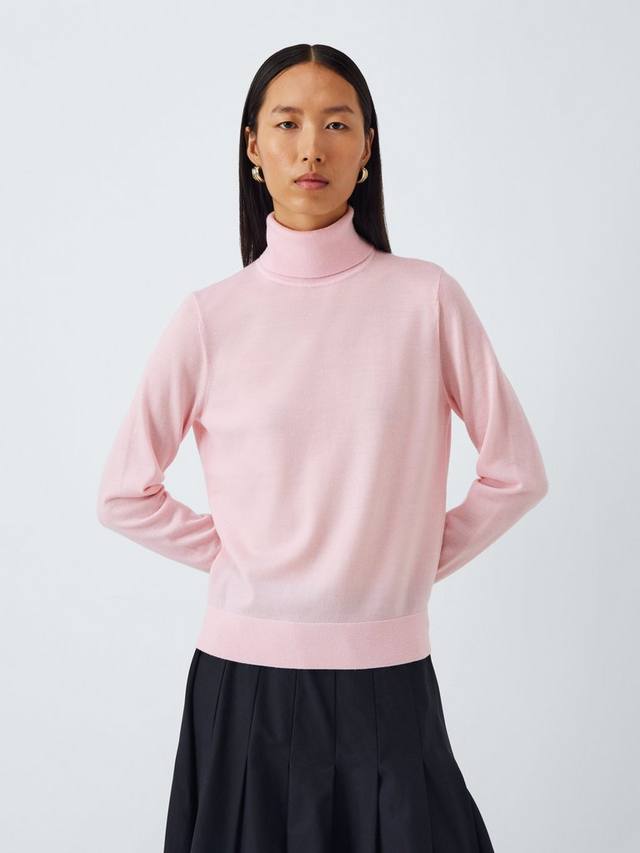 

Свитер с воротником-стойкой из мериносовой шерсти John Lewis, Pink