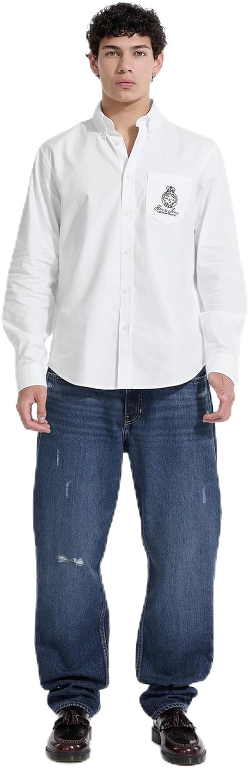 

GUESS Рубашка с длинным рукавом и карманом, Pure White