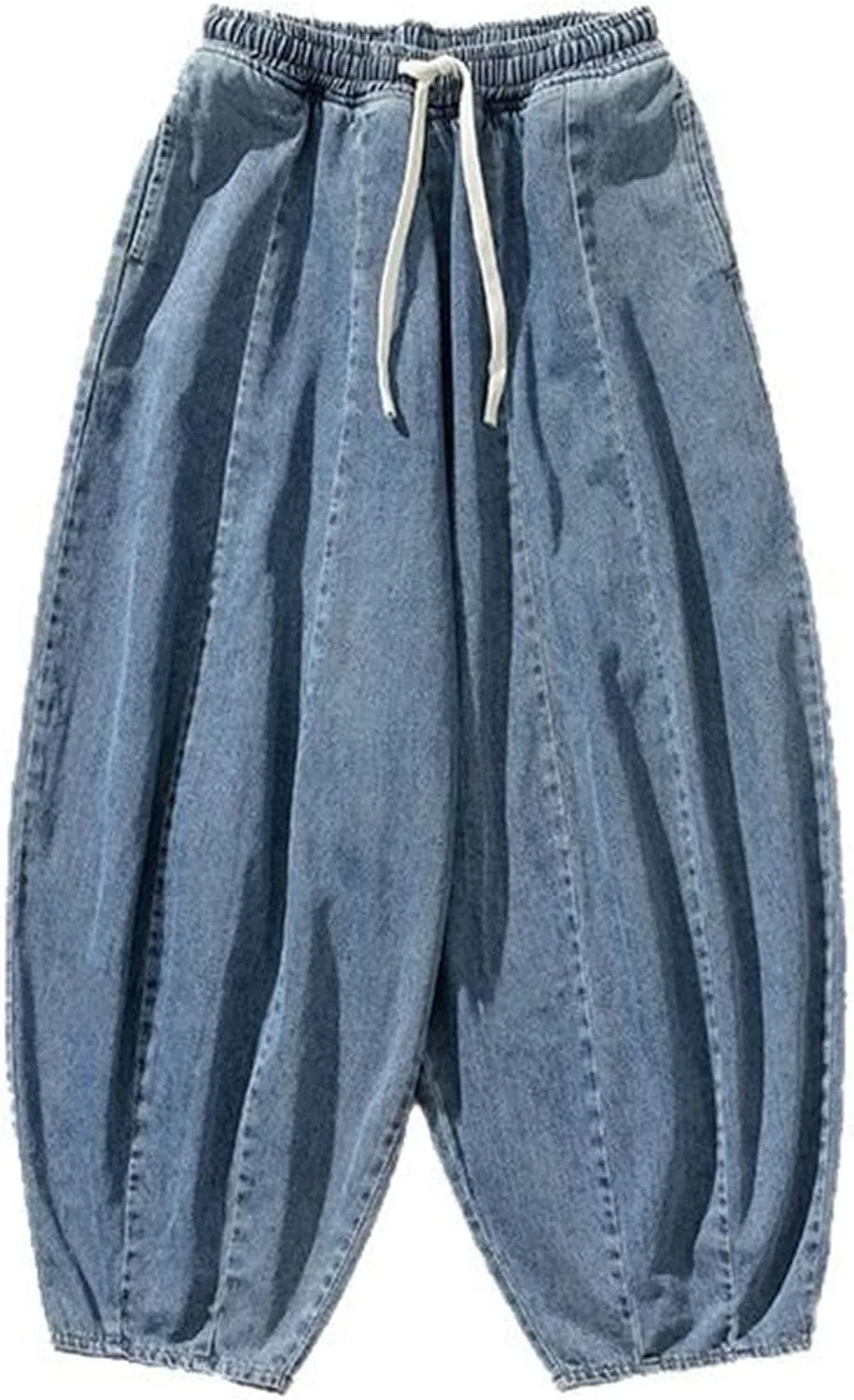 Джинсы свободные, Men's Baggy Denim Jogger Pants, Light Blue — фото 4