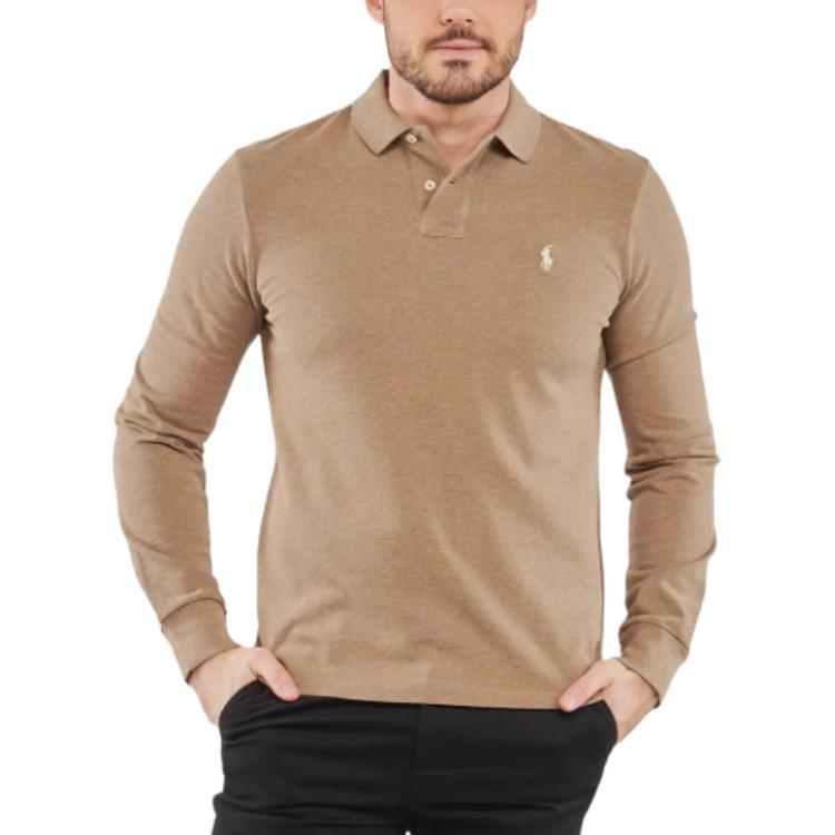 Поло Polo Ralph Lauren с длинными рукавами из сетки, версия All Fits, верблюжий — фото 3