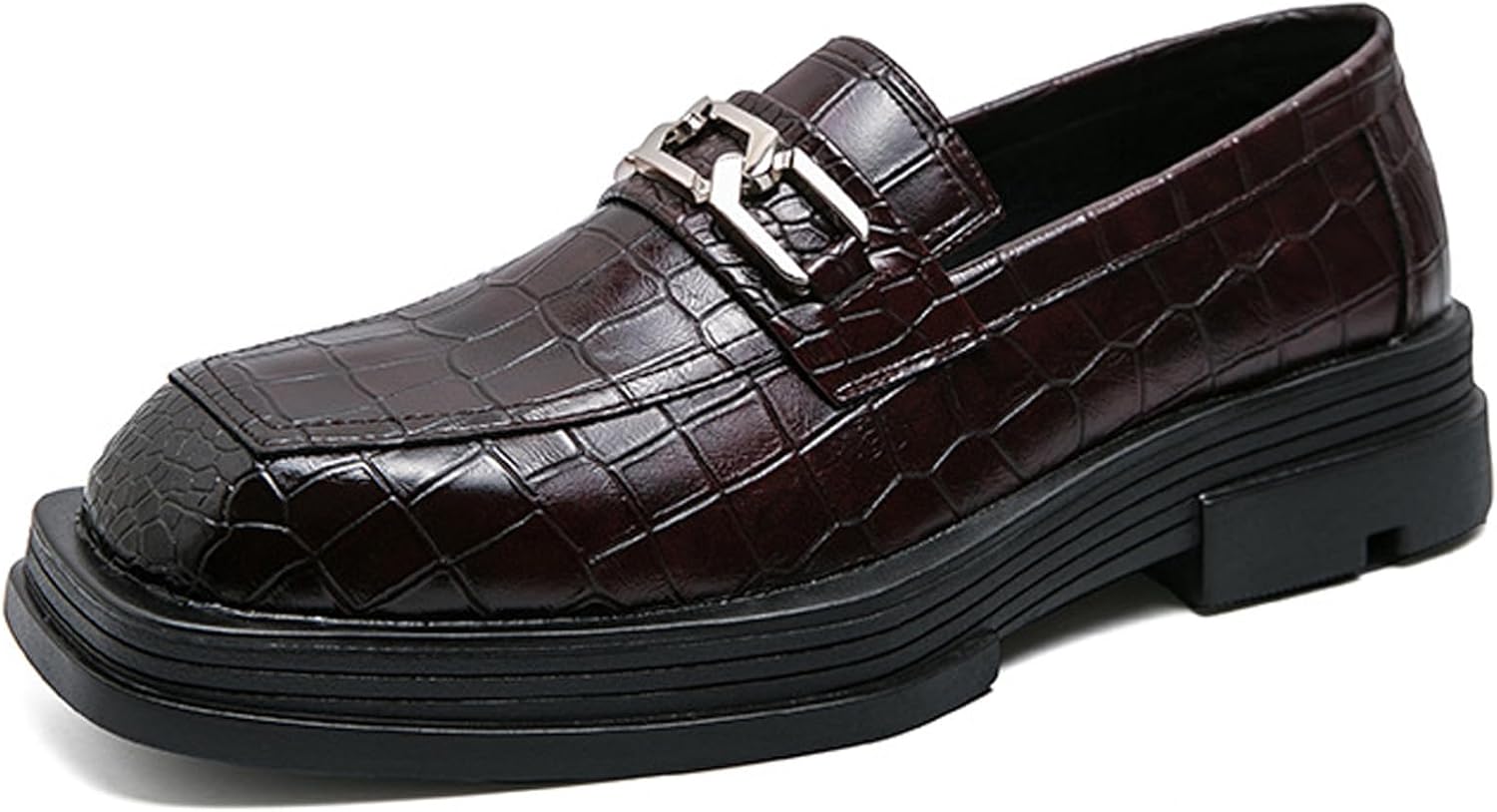 

Мужские кожаные массивные туфли-лоферы с классическим крокодиловым тиснением, деловые на платформе, с удобной подошвой, стиль пени-лоафер, комфортные офисные туфли Yherohg, коричневый
