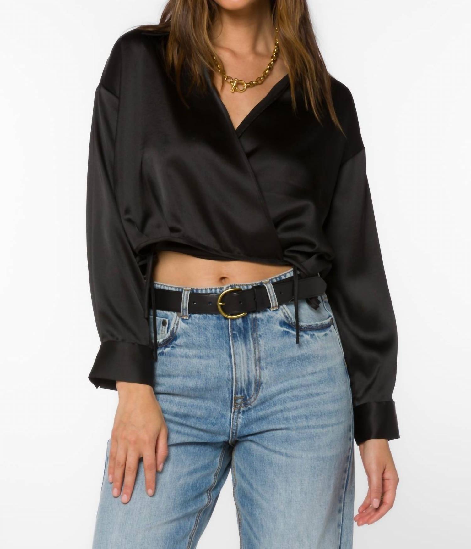

Jaden Blouse Satin Crop In Black Velvet Heart