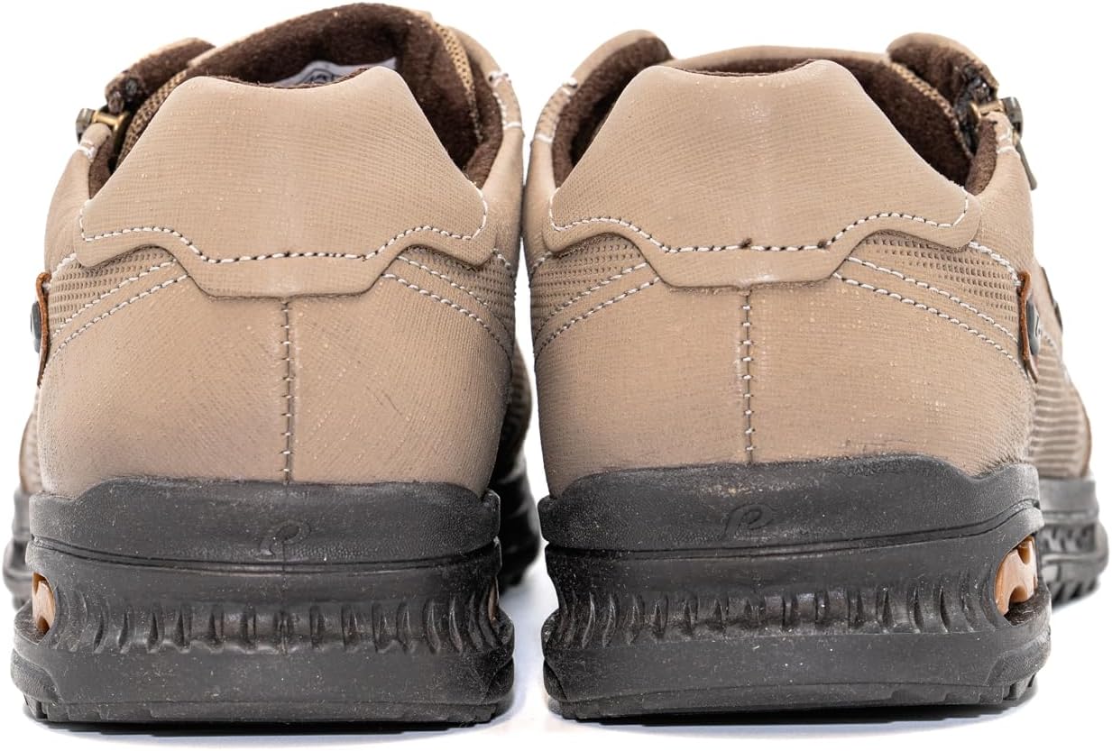 Мужские повседневные кожаные кроссовки PEGADA, с подошвой из пены с эффектом памяти, современный низкий дизайн, на молнии, спортивные удобные обувь для повседневной носки, модель 111801, песочный — фото 2