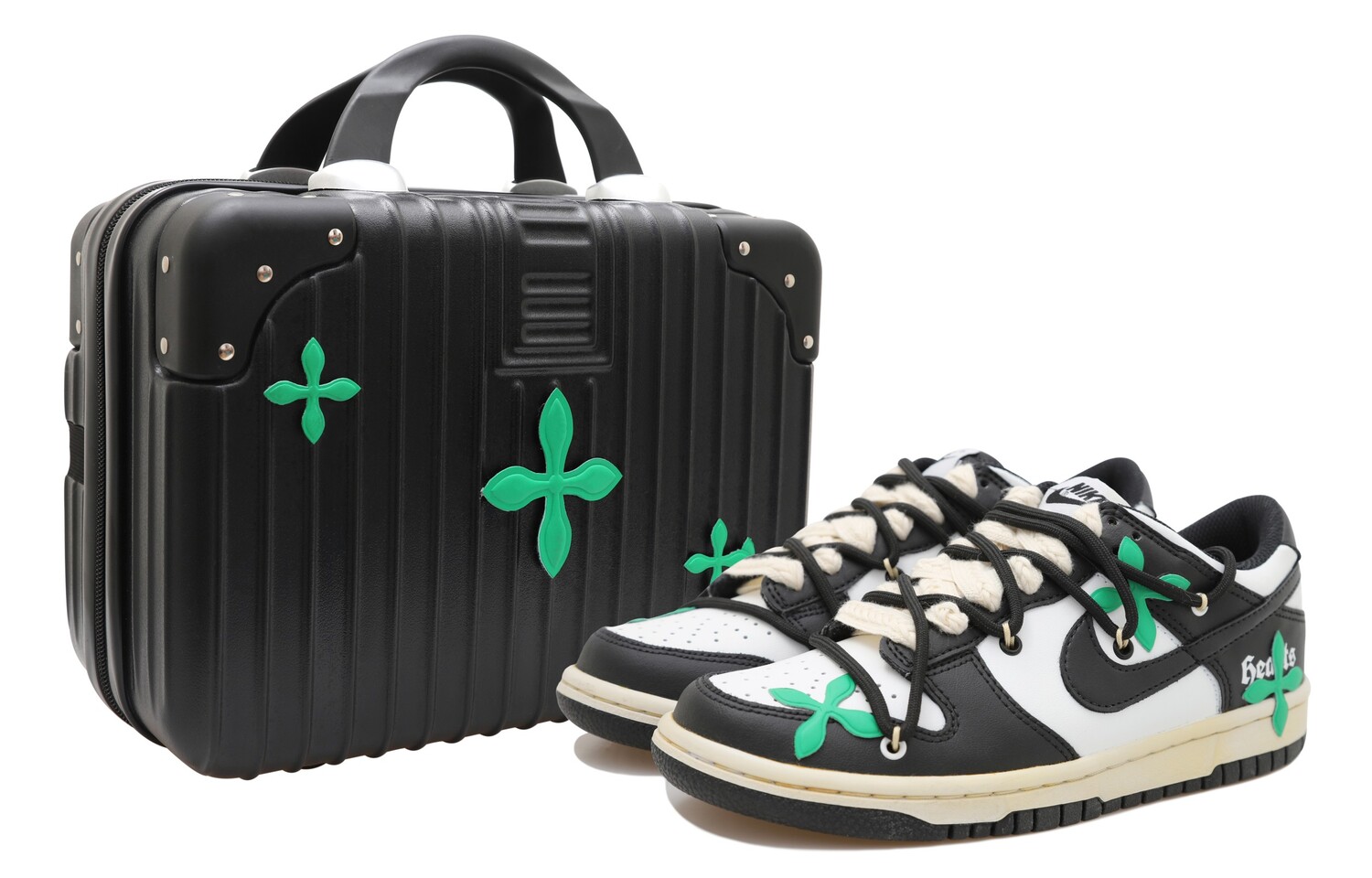 

Кроссовки Nike Dunk Skateboarding Shoes Women's Low-top Black/white/green, черный