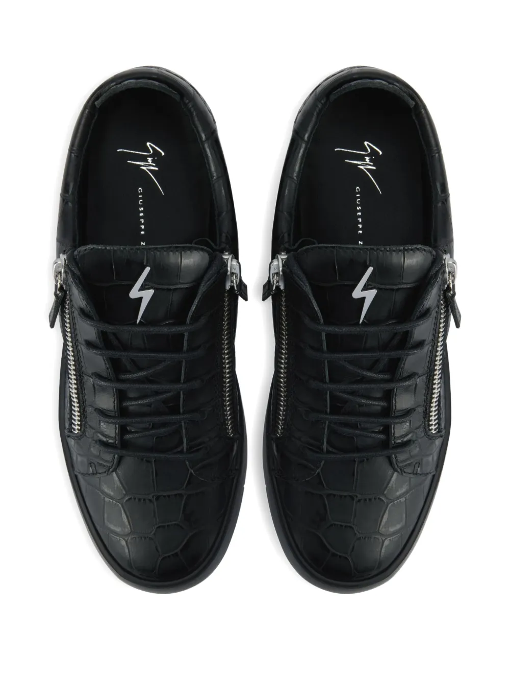 Кеды Frankie с тиснением под кожу крокодила Giuseppe Zanotti, черный — фото 4