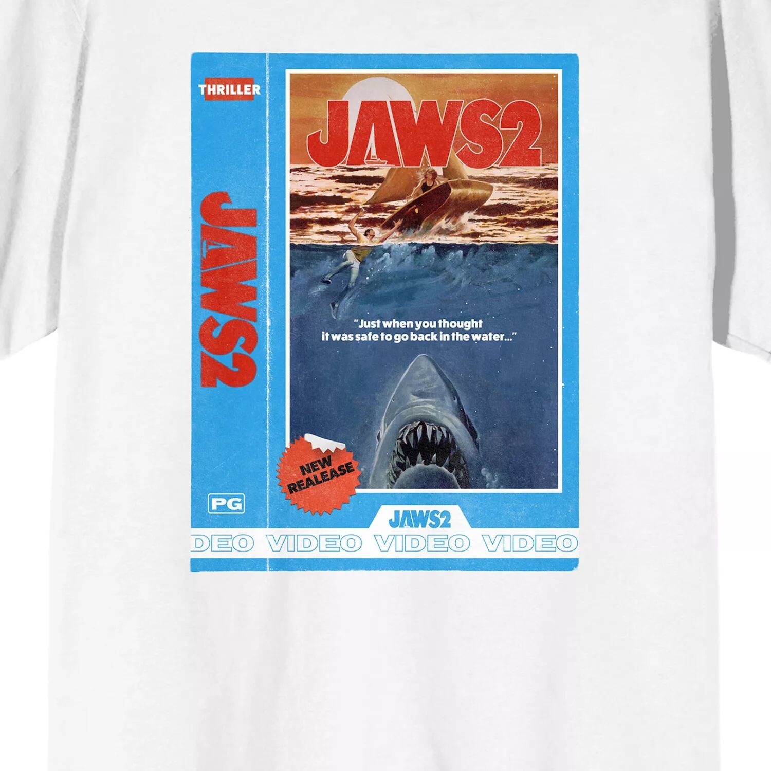 

Мужская футболка с обложкой фильма ужасов Jaws 2 Licensed Character