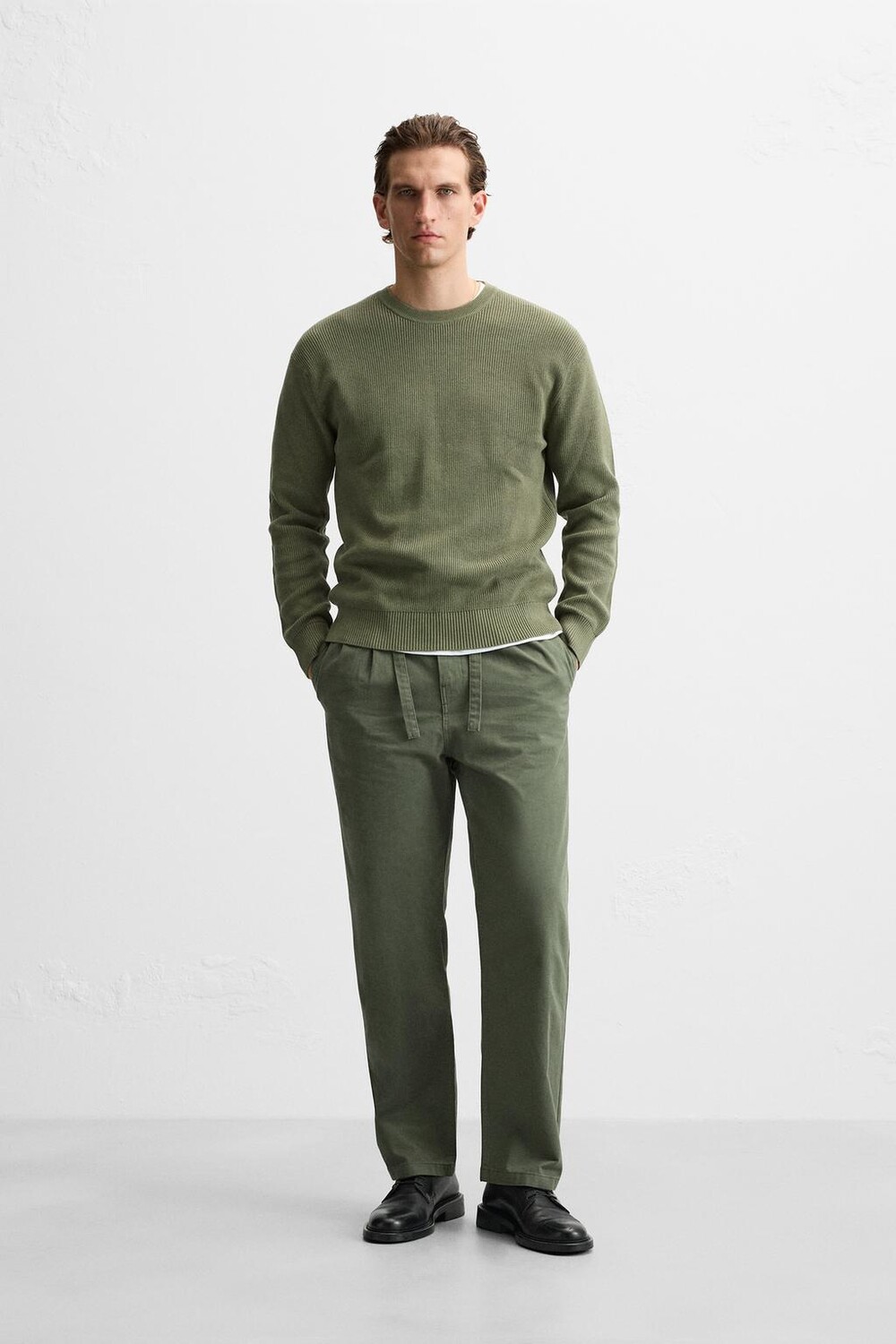 

Брюки с деталями на шнурках ZARA, серый