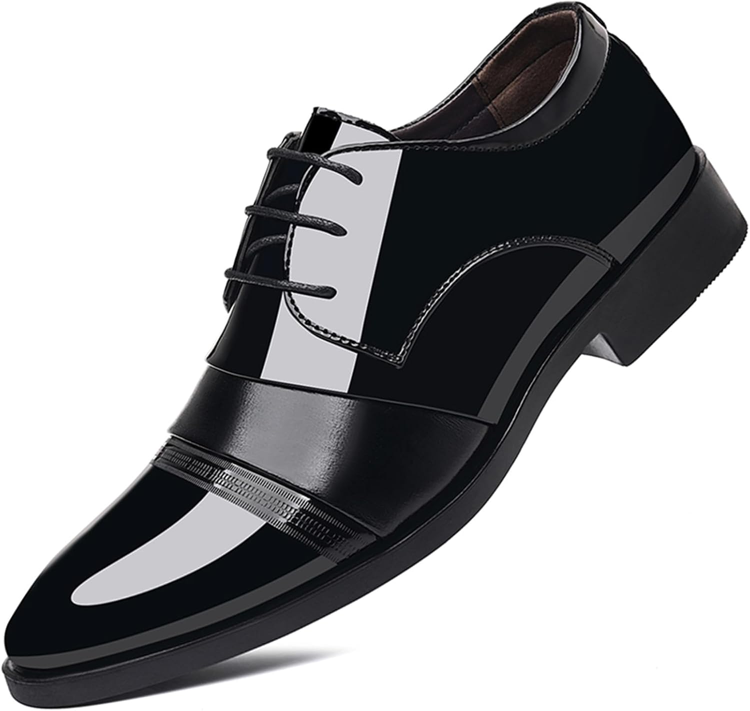 

Мужские винтажные лаковые оксфорды с высоким глянцем, с шнуровкой, для делового и вечернего образа Rougono, черный